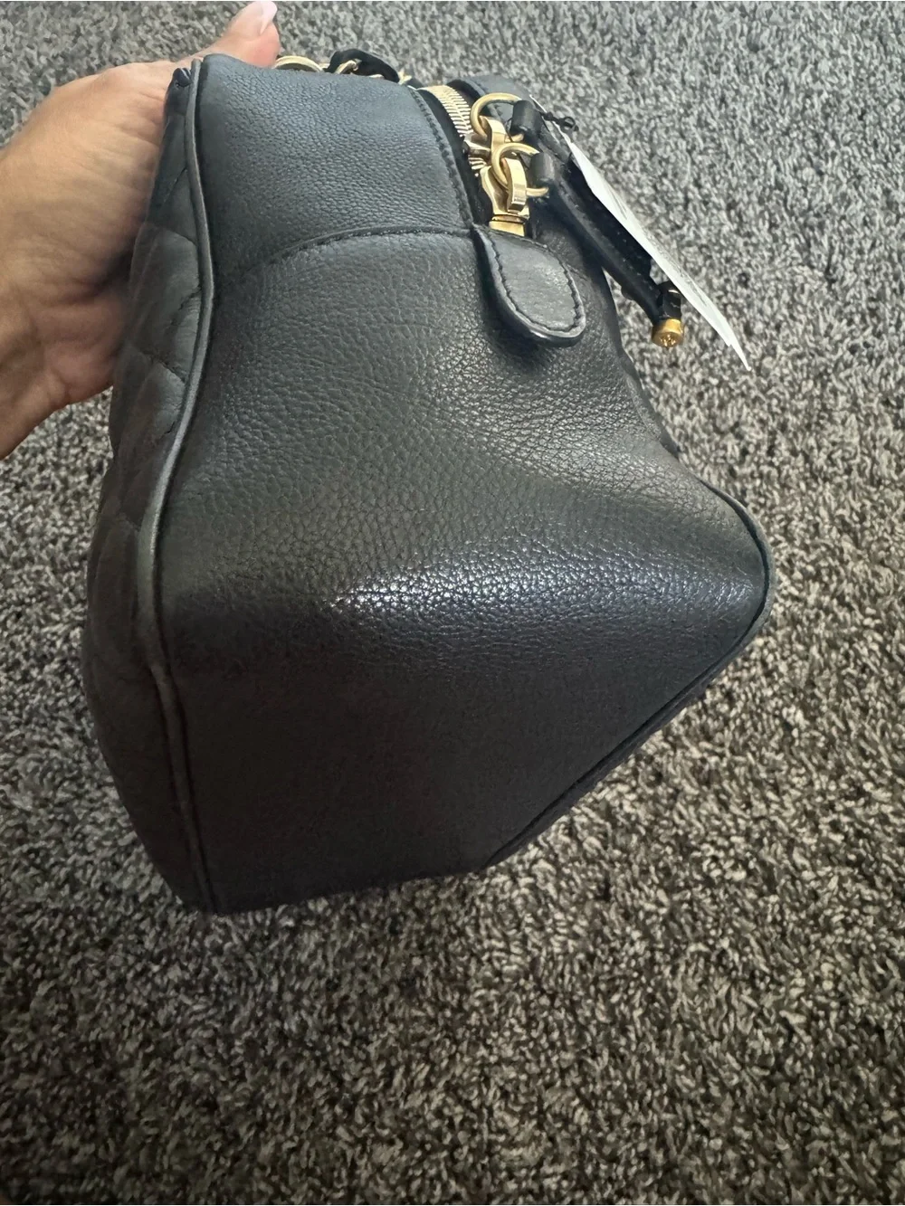 CHANEL Calfskin Quilted CC Vanity Case in black with gold hardware